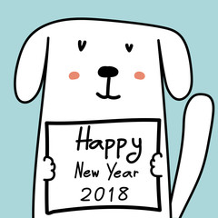 Happy New Year 2018 Card With Cute Dog.