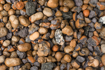 the wet rocks ont the ground after the raining