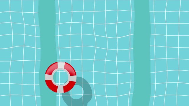 Cartoon Swimming Pool with a Floating Lifebuoy