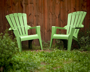Green Chairs in Garden