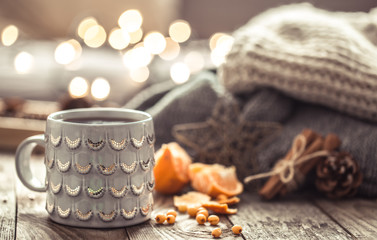 a cozy Christmas tea Cup still life