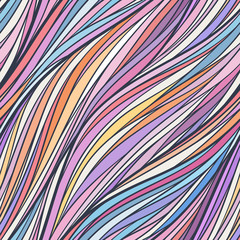 Abstract wavy lines seamless patterns set. Floral organic like vector illustration. Bright colorful seamlessly tiling background collection.