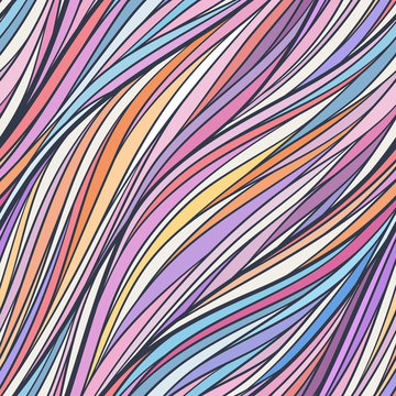 Abstract wavy lines seamless patterns set. Floral organic like vector illustration. Bright colorful seamlessly tiling background collection.