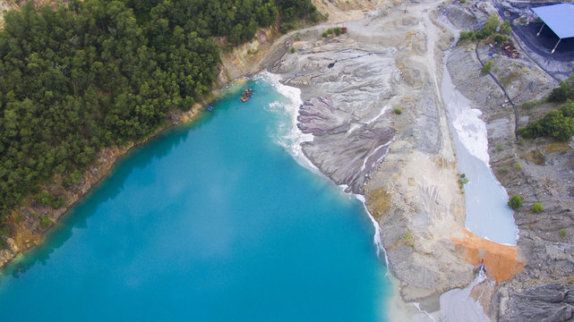 The incredible Blue Lake at abandon old iron ore mine. Tasik Biru located at Muadzam Pahang Malaysia and local favourite hangout destinations.
