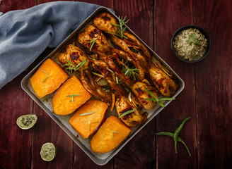 Quail and Sweet potatoes 