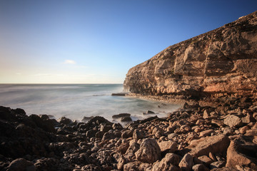 Long exposure from rocks and sea in the Portuguese coastline