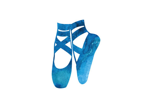 blue water color ballet shoes