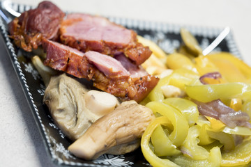 Food with meat and mushroom
