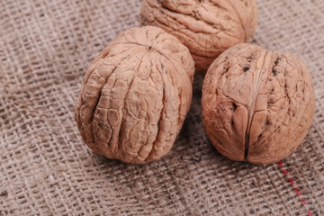 big walnuts on burlap