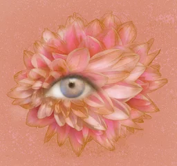 Abwaschbare Fototapete Surrealismus Auge der Blütenblätter