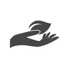 Leaf in hand icon, Leaf on the hand 