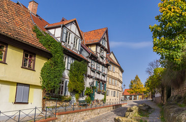 Fototapeta premium Historic houses at a rocky road in Quedlinburg