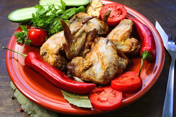 fried chicken wings. grill