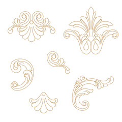 Golden vintage baroque ornament, corner. Retro pattern antique style acanthus. Decorative design element filigree calligraphy vector. - stock vector