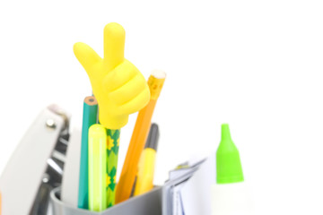 Stationery in an office organizer