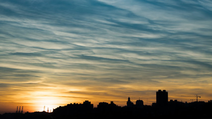 Cityscape Sunset Scene, Montevideo, Uruguay