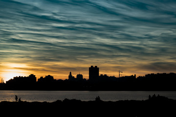 Fototapeta na wymiar Cityscape Sunset Scene, Montevideo, Uruguay
