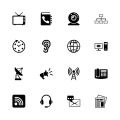 Communication icons - Expand to any size - Change to any colour. Flat Vector Icons - Black Illustration on White Background.
