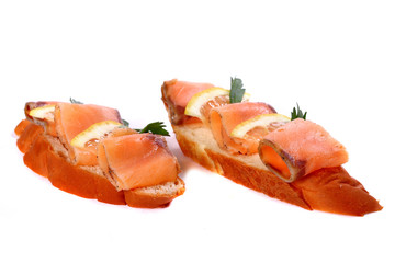 Sandwiches with sliced fish