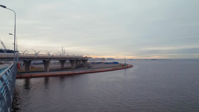 bridge on the embankment of the Finnish Gulf in St. Petersburg