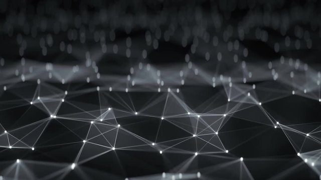 Futuristic network shape waving. Computer generated abstract seamless loop smooth animation rendered with DOF 4k UHD (3840x2160)
