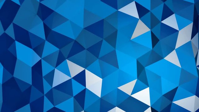 Blue triangular polygonal 3D surface chaotic moving. Semless loop abstract 3D render smooth animation 4k UHD (3840x2160)
