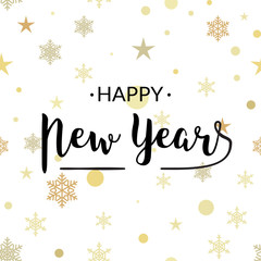 Fototapeta na wymiar New Year gold glittering lettering pattern illustration design. Greeting holiday decoration seamless background