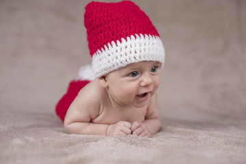 Little cute baby girl with santa hat