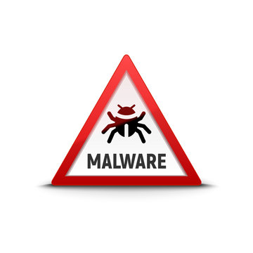 Computer virus sign warning trojan mailware. Security internet virus alert infection