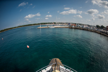 Fisheye view from a boat at the Adriatic Sea