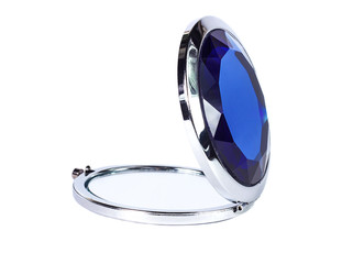 Pocket makeup mini mirror isolated on white