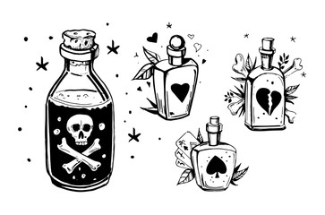 Bottles with potions.