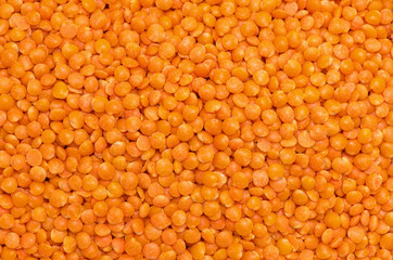 Background of orange lentils.