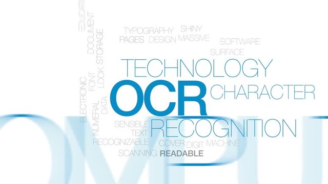 OCR animated word cloud, text design animation. Kinetic typography.
