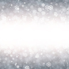 Lilac winter background with snowflakes.