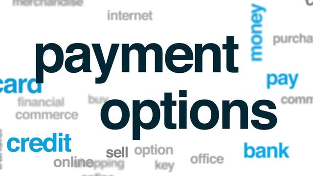 Payment options animated word cloud, text design animation.