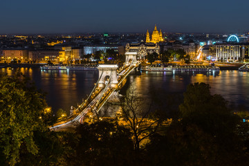 Chain bridge at night, Budapest, Hungury