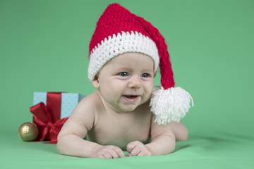 Baby in christmas hat