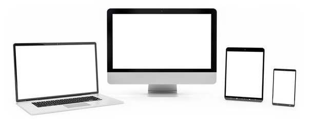 Modern digital silver tech device 3D rendering