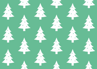 Gift Wrap Christmas Tree on Green Background Pattern