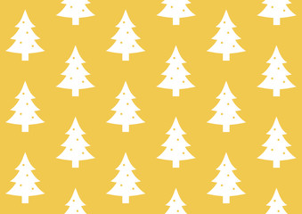 Gift Wrap Christmas Tree on Golden Background Pattern