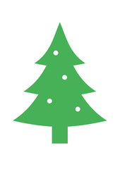 Green Christmas Tree Silhouette Icon Illustration