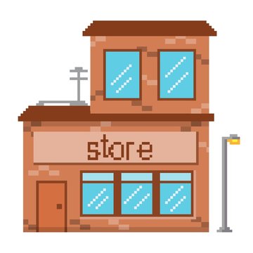 Building Pixel Art Store Game Graphic