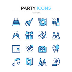 Party icons. Vector line icons set. Premium quality. Simple thin line design. Modern outline symbols, pictograms