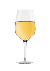 Glass of white wine isolated on white