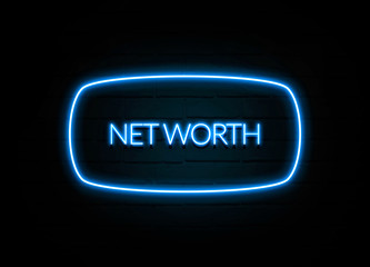 Net Worth  - colorful Neon Sign on brickwall