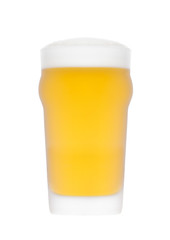 Cold frosted glass of lager beer with foam