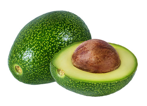 Fresh avocado fruits  isolated on white background, with clipping path