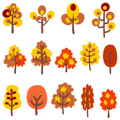 Autumn abstract trees collection. Vector illustration. Autumn tree Clip Art.