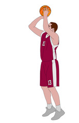 basketball player shooting free throw - vector